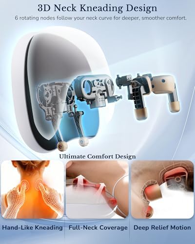 3-in-1 Neck Massager Pillow with Heat, 4D Shiatsu Kneading