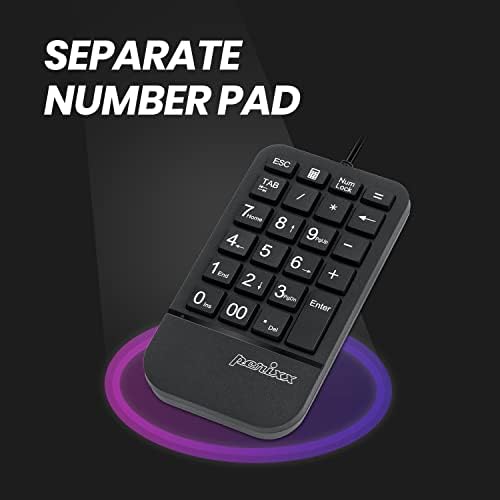 Perixx PERIDUO-606A, 3-in-1 Wireless Compact Ergonomic Keyboard with Vertical Mouse and Numeric Keypad - Adjustable Palm Rest - Tilt Wheel - Membrane Low Profile Keys - US English