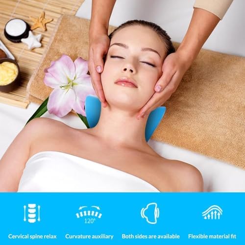 Elevon Neck Stretcher & Cervical Traction Device, Chiropractic Pillow for Neck Pain Relief, TMJ & Spine Alignment, Ergonomic C-Shaped Design with Massage Nodes