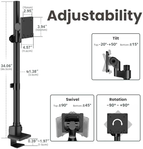 24-57'' Ultrawide Monitor Desk Mount, Extra Tall Aluminum Monitor Arm