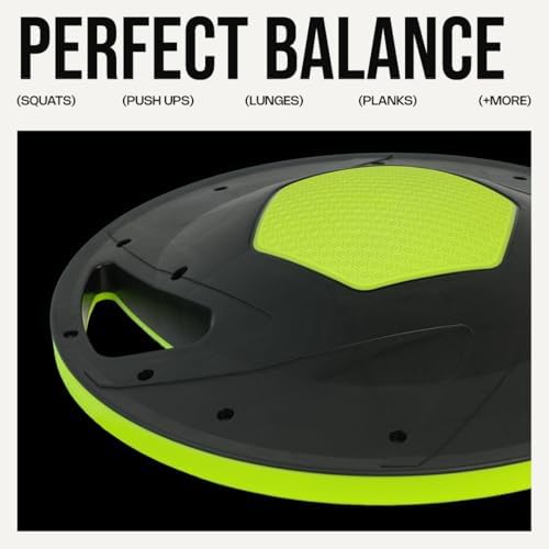 Energi Core Balance Board for Standing Desk and Core Workout - Anti-Slip Surface - Black, Green