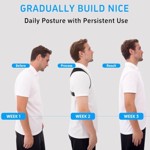 Posture Corrector for Women and Men, Adjustable Back Brace Support, Full Back Straightener for Rounded Shoulders and Hunchback Support, Upper Back Brace Shoulder Straightener with Breathable Mesh, Neck Shoulder and Upper Back Support (Black, XX-Large /...