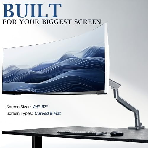 VIVO PRO Heavy Duty, Premium Ultra-Wide Monitor Tension Arm, Up to 57 inch Screens, Holds 59.4 lbs, Desk Mount Monitor Stand for Ultrawides, Black, PRO-ST157B