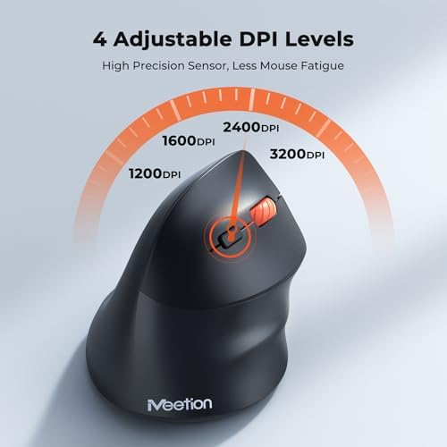 MEETION Ergonomic Vertical Wireless Mouse, Bluetooth Multi-Device