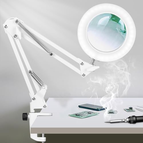 KIRKAS Magnifying Glass with Light and Stand, 12X 20in Clamp