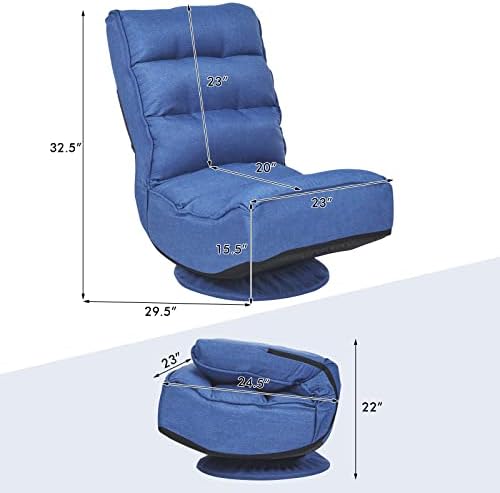 COSTWAY Folding Floor Chair, Adjustable 5-Position Swivel Gaming Chair