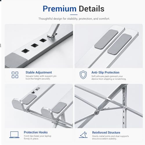 Adjustable Foldable Portable Laptop Stand for Desk Gray