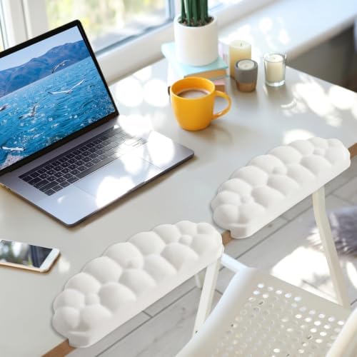 Arm Rest for Desk, Cloud L-Shaped Memory Foam Elbow Pads with Non-Slip Base, 2-Piece Ergonomic Desk Edge Cushion & Wrist Rest for Computer Keyboard, Office and Home Use (White)