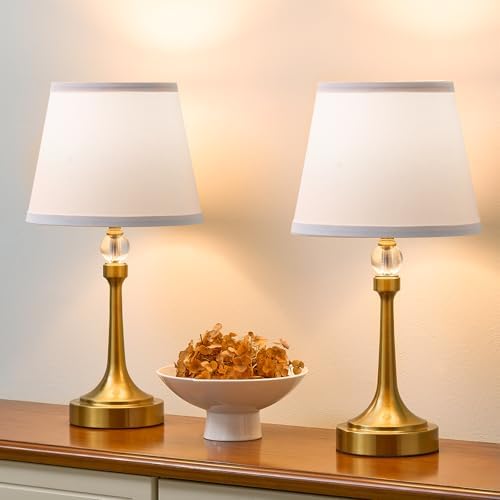 Touch Gold Table Lamp Set of 2 with USB C+A Ports, Desk Lamp-19.7''