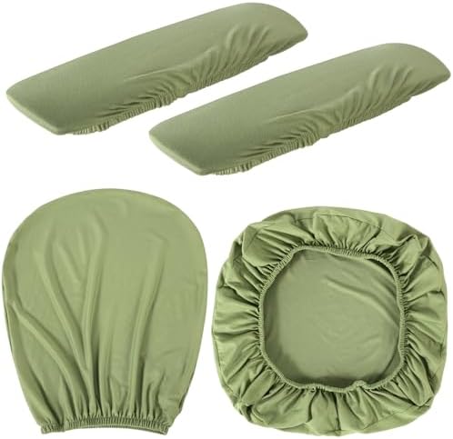 Tallew 4 Pcs Office Chair Covers Set Computer Universal Protective Stretchable Chair Seat Covers Desk Armrest Cover Slipcovers Pads Office Cushion Backrest for Rotating(Regular,Yellow Green)