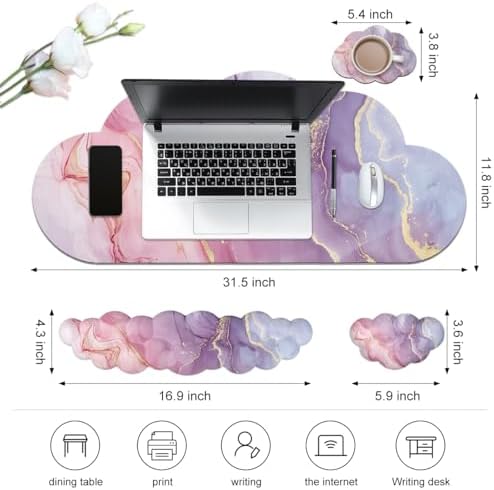 JIKIOU Ergonomic Keyboard Wrist Rest &Large Mouse Pad&Mouse Wrist & Cup Pad