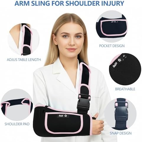 SPRING SEAON Arm Sling Shoulder Immobilizer for Women and Men Adjustable