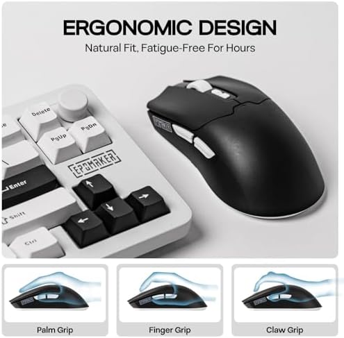 EPOMAKER Click Lite Wireless Gaming Mouse, 800 to 12,000 DPI Adjustable, PAW3311 Sensor, 500mAh, 59g, 2.4G/BT/USB-C Rechargeable Wireless Mouse with 5 Programmable Buttons for PC/Mac/Linux (Black)