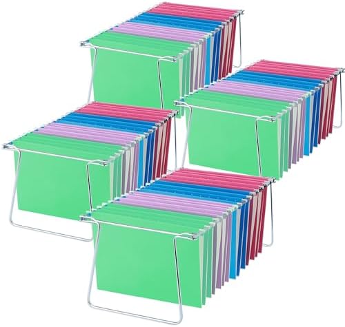 Heavy Duty Steel Hanging File Frame,Letter Size Hanging File Folder Frame,Adjustable Length 11" to 18",4 Packs(Without Folders)