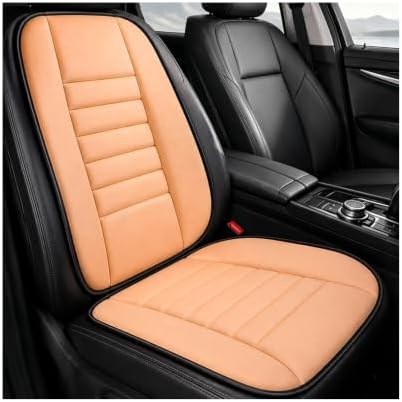 Car Seat Cushion, 1.2" Thick Comfort Memory Foam Auto Seat Pad with Non Slip Bottom, Breathable Driver Seats Pillow Pressure Relief Chair Cushion for Vehicle Office Home (Orange with Backrest)