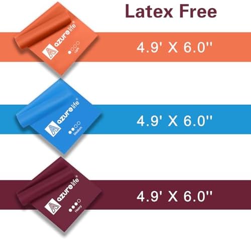 A AZURELIFE Resistance Bands,Professional Long Non-Latex Elastic Stretch Bands,Exercise Bands for Physical Therapy, Yoga, Pilates, Rehab, at-Home or The Gym Workouts, Strength Training