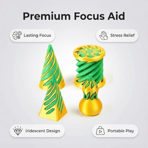 3D Printed Fidget Toys for Adults, 4 Packs Sensory & Stress Relief Desk Toys with Mesmerizing Colors, Smooth Gliding Motion for Anxiety Relief and Focus, Valentines Easter Gift for Him Her He She
