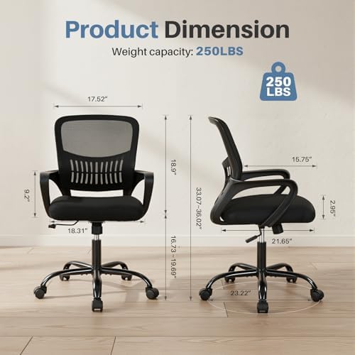 DUMOS Home Office Chair, Computer Desk Chair, Lumbar Support