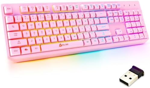 KLIM Wireless Gaming Keyboard RGB - Rechargeable Water-Resistant Backlit