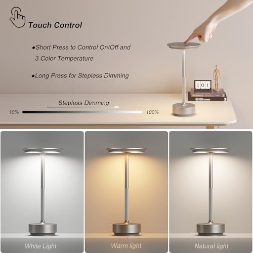 TBBGA 2 Pack Rechargeable Cordless Table Lamp, 5000mAh Battery Table Light
