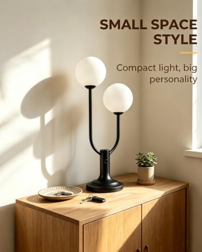 Lightdot Black Globe Table Lamp for Bedroom Gift G9 Bulbs Included Dimmable