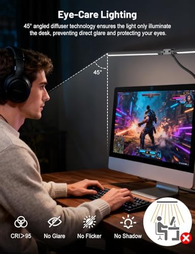 32.8'' Wide LED Desk Lam for Home Office, Computer Desk Lamp with Clamp