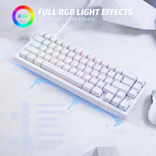 ATTACK SHARK X68HE 60% Wired RT 8K Keyboard+Wireless R1 Mouse-White Contour