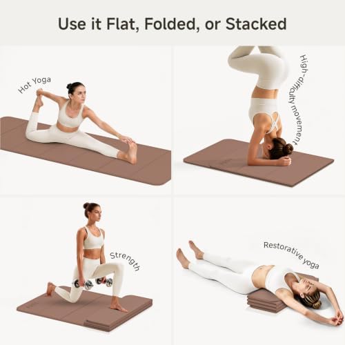 PAIDU Foldable Yoga Mat 10mm Thick, 75"x26" Non-Slip Fitness Exercise Mat
