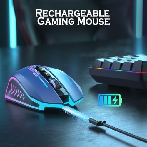 UHURU Wireless Gaming Mouse, Rechargeable 10000 DPI LED PC Mouse