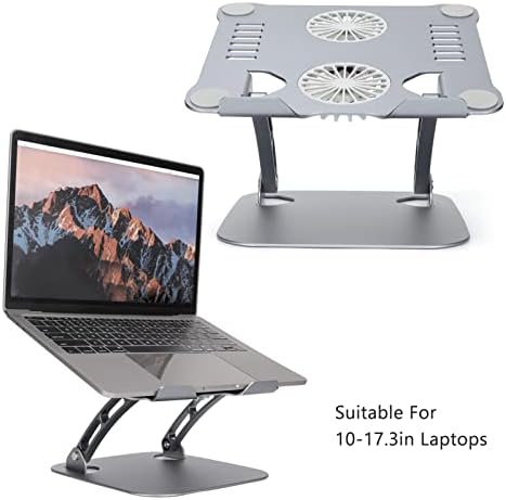 Aluminum Alloy Laptop Stand with Cooling Fans Foldable, Height for 10 17.3in Laptops Powerful Cooling, Ergonomic, Portable and Sturdy (Deep Space Gray)
