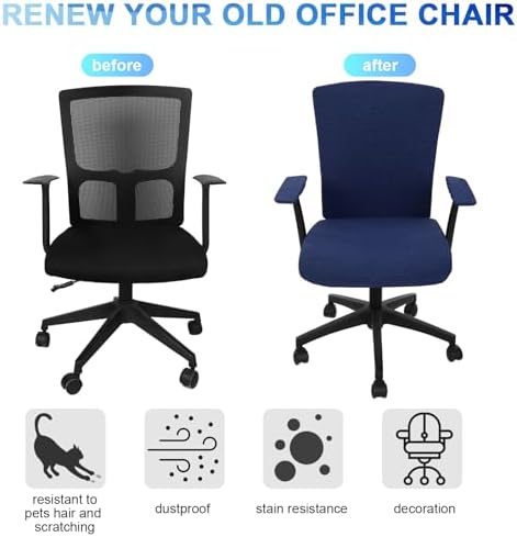 Tallew 4 Pcs Office Chair Covers Stretchable Armrest Seat,XL,Navy