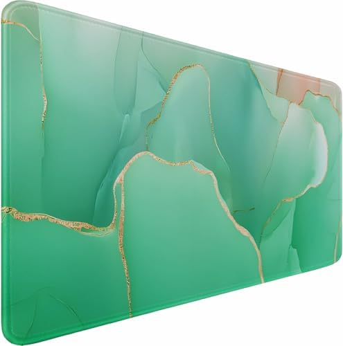 Large Gaming Mouse Pad, Waterproof Mousepad with Stitched Edges,MarbleGreen