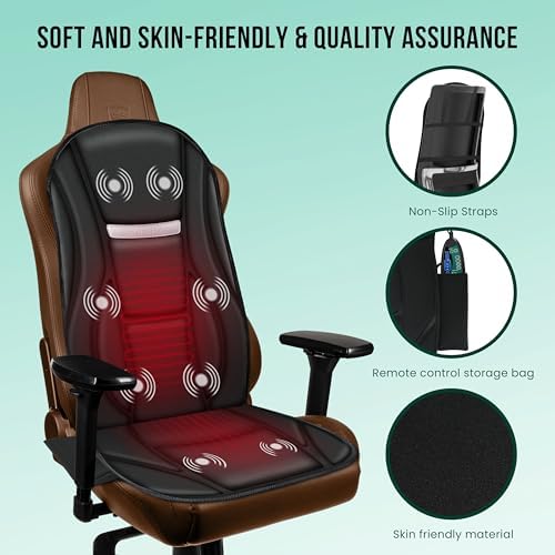 Snailax Vibration Back Massager with Heat, 8 Motors Massage Chair Pad