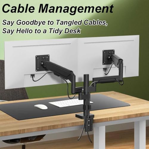 Monitor Stand with Keyboard Tray, Gas Spring Full Motion Desk Mount