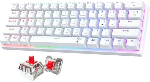 60% Wired Mechanical Gaming Keyboard with Red Switches, LED Backlit