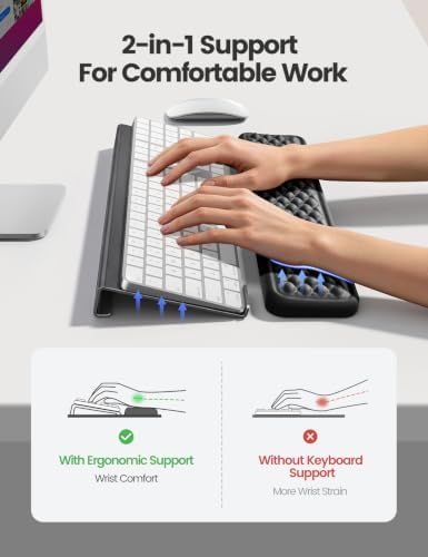 Vaydeer Keyboard Stand with Wrist Rest Set, Metal Keyboard Riser for Desk