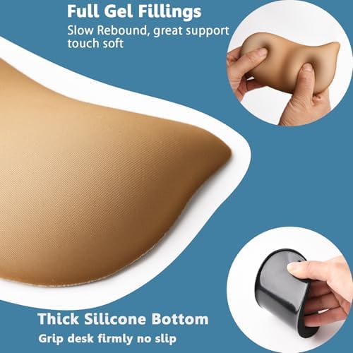 Ergonomic Mouse Wrist Rest Pad, Small Gel Mouse Keyboard Support Cushion Non-Slip Base, for Easy Typing and Wrist Pain Relief Office Computer, Laptop, PC Gaming (Brown)