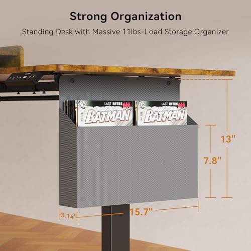 WALKINGDESK 63 Inches L Shaped Standing Desk with Keyboard Tray and 2 Drawers, L Shaped Electric Standing Desk, Adjustable L Shaped Office Desk,Corner Standing Desk for Home Office, Rustic Brown