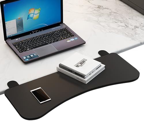 Ergonomics Desk Extender Tray with C-Clamp - Keyboard Tray 90° Foldable - Table Mount Armrest Shelf, Support Double Arm/Increase Desk Space, Relieve Fatigue, Keyboard Platform