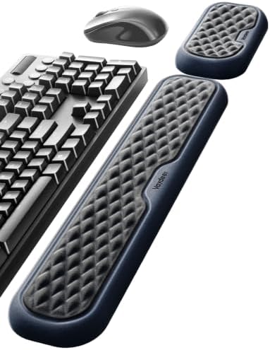 Vaydeer Wrist Rest for Keyboard and Mouse, Computer Ergonomic Wrist Support Pad, Soft Memory Foam Arm Cushion for Desk, Palm Hand Office Laptop Typing-Dark Black and Blue