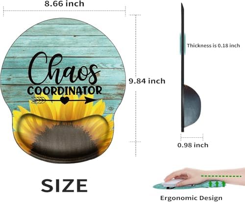 Chaos Coordinator Mouse Pad with Wrist Support Sunflower Mousepad Wrist Rest Chaos Gel Mouse Mat Gaming Cushion Mouse Pads for Computer Office Work Women Men Kids