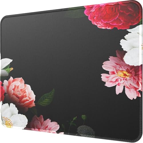 MROCO Essential Office & Gaming Mouse Pad, 8.5 x 11 Inch, Black Flower