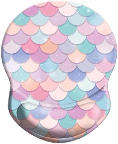 Wrist Support Mouse Pad Anti Slip Rubber Wrist Rest Mousepad 8.75in X7.5in Small Desktop Notebook Mouse Mat for Working and Gaming (Sweet Mermaid Wrist)