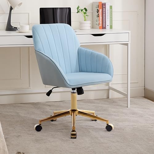 Adjustable Home Office Desk Chair, Fabric with Gold Metal Base
