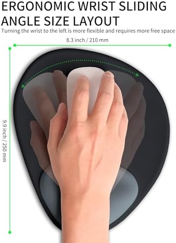 Palm-Rest and Wrist-Hugging Mouse Pad Wrist Rest, Ergonomic Wrist Support with Curve Fitting Cushioned Memory Foam for Carpal Tunnel Pain Relief, 9.9 x 8.3 Inch, Slate Gray