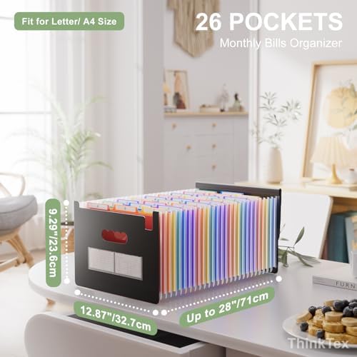 ThinkTex 26 Pockets Expandable File Folders, Accordion File Organizer