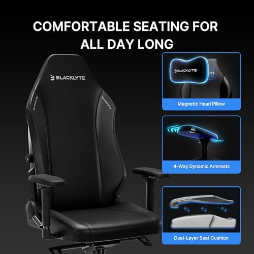 Blacklyte Athena Pro Gaming Chair, Black Leather