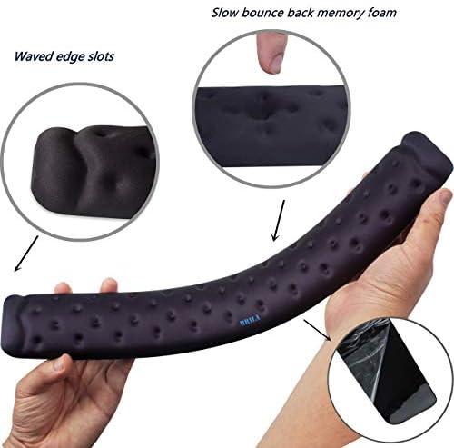 BRILA Keyboard Wrist Rest Support Cushion Pad for Computer, Laptop, Office Work, PC Gaming - Memory Foam Gel with Massage Holes Design - Non-Slip Easy Typing Wrist Pain Relief (Black Keyboard Pad)