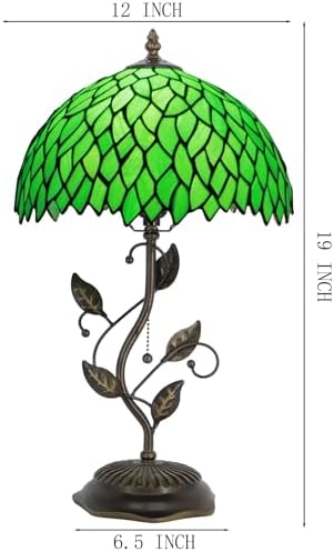 Tiffany Table Lamp Stained Glass Bedside Reading Light W12H19 inch