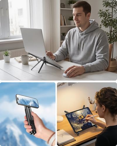 SupeDesk Adjustable Laptop Stand, 3-in-1 Magnetic Stand for Laptop & Tablet